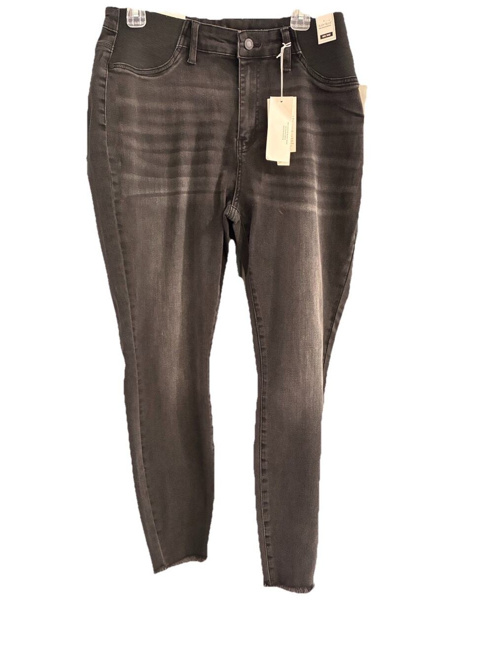Judy Blue LA Womens Black Maternity Skinny Fit Jeans ~ Raw Hems~size 14w